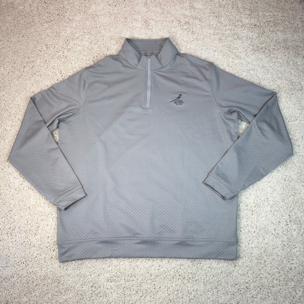 Peter Millar Quarter Zip Mens XL Gray Del Paso Golf Spade Print Performance